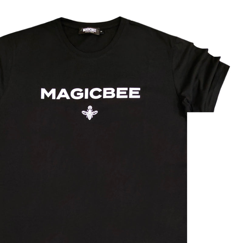 Magic bee white letters logo tee - black