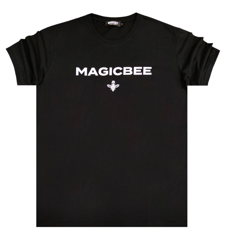 Magic bee white letters logo tee - black
