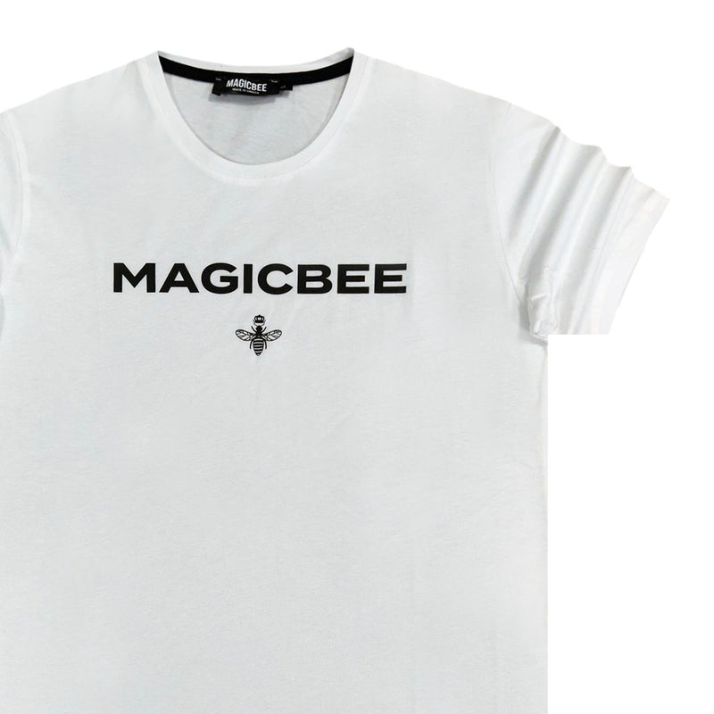 Magic bee black letters logo tee - white