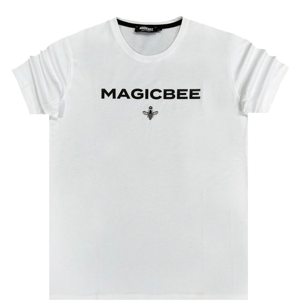 Magic bee black letters logo tee - white