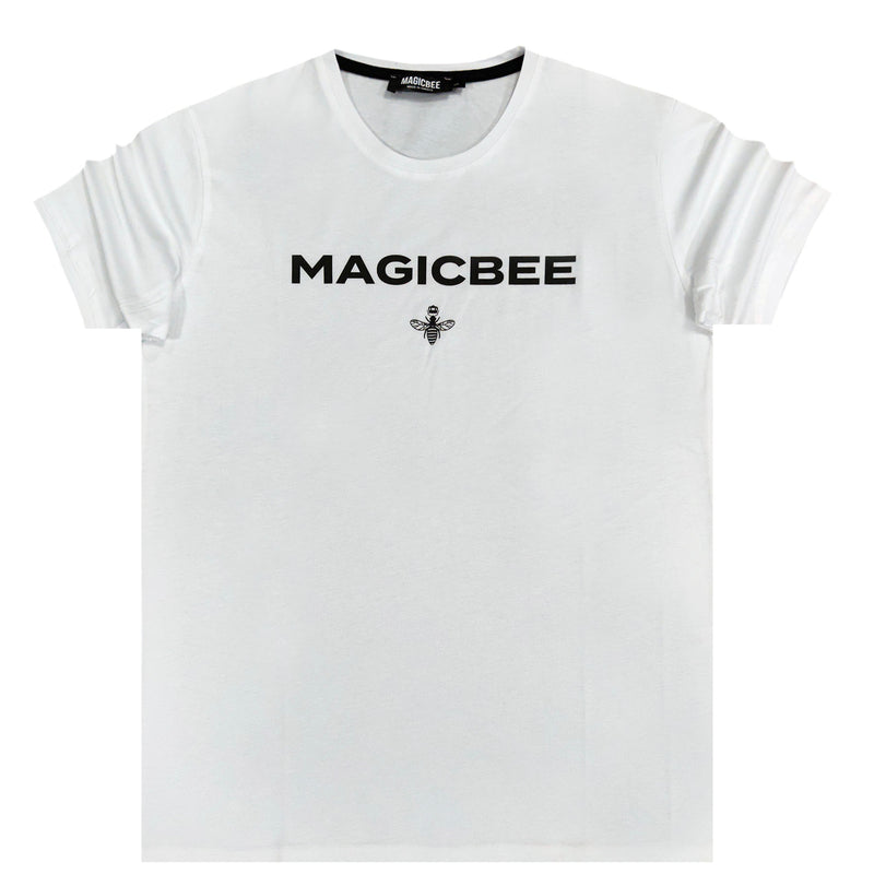 Magic bee - MB2307 - black letters logo tee - white