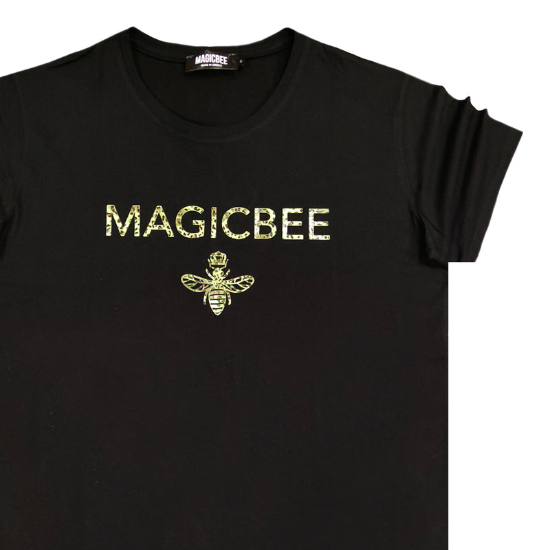 Magic bee animal print logo tee - black