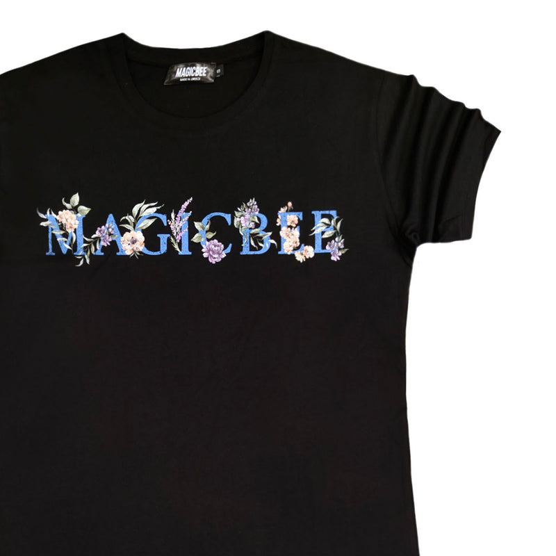 Magic bee - MB2314 - floral logo tee - black
