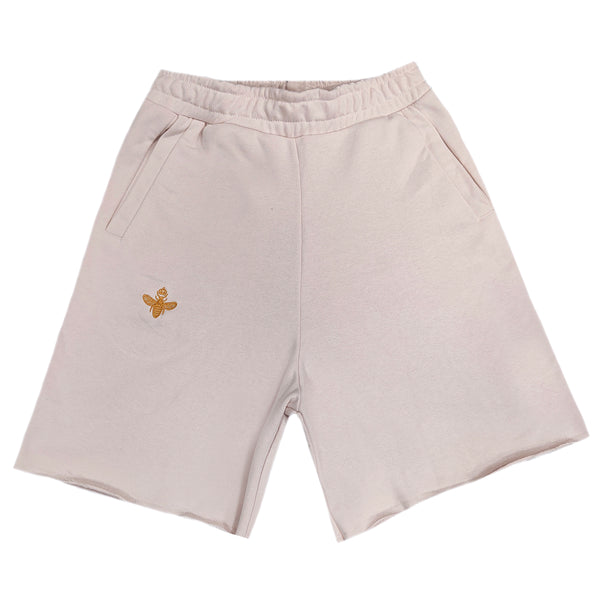 Magicbee gold embroidered shorts - beige