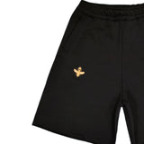 Magicbee gold embroidered shorts - black