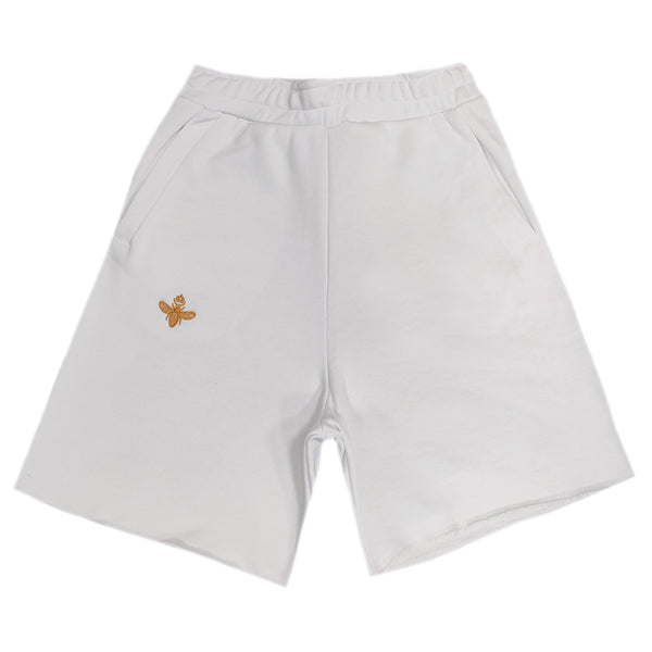 Magicbee gold embroidered shorts - white