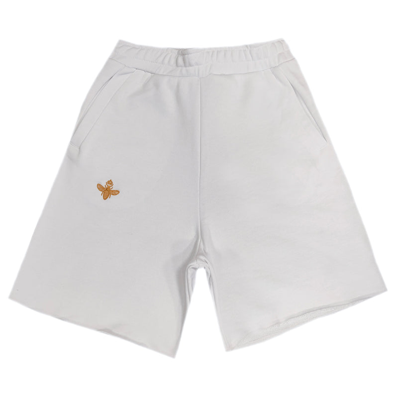 Magicbee - MB2350 - gold embroidered shorts - white