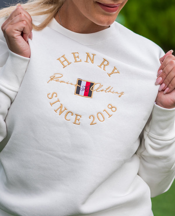 Henry clothing - 3-300 - ecru sweatshirt gold emblem