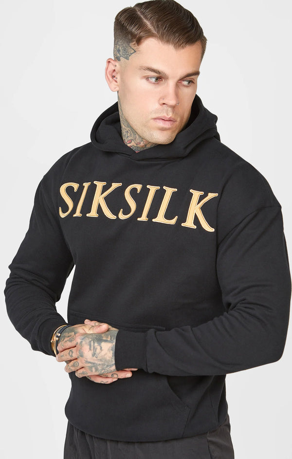 Siksilk - SS-24546 - gold applique hoodie - black