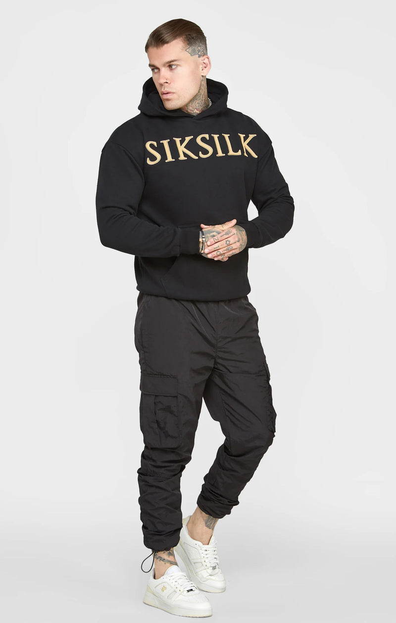 Siksilk - SS-24546 - gold applique hoodie - black