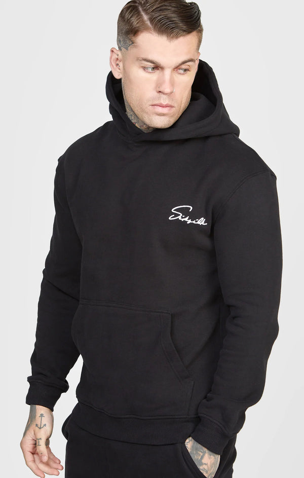 Siksilk - SS-24456 - script embroidery hood - black