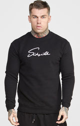 Siksilk - SS-24460 - script embroidery sweatshirt - black