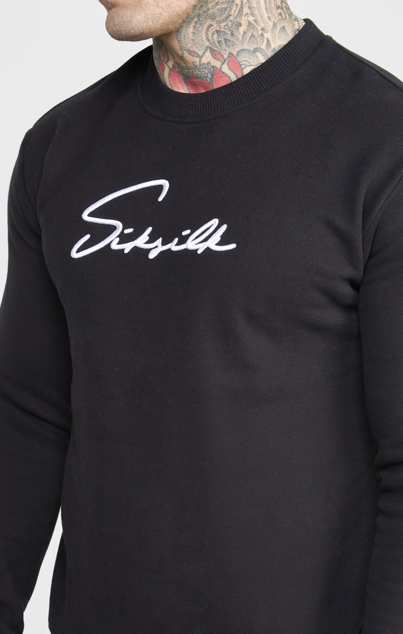 Siksilk - SS-24460 - script embroidery sweatshirt - black