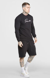 Siksilk - SS-24460 - script embroidery sweatshirt - black