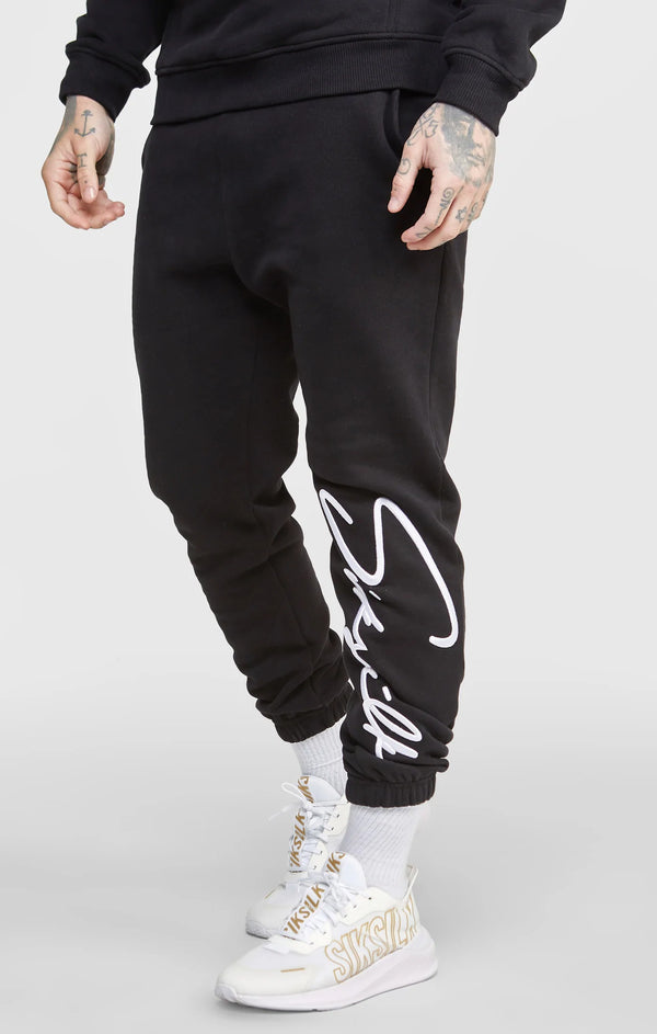 Siksilk - SS-24463 - script embroidery jogger - black