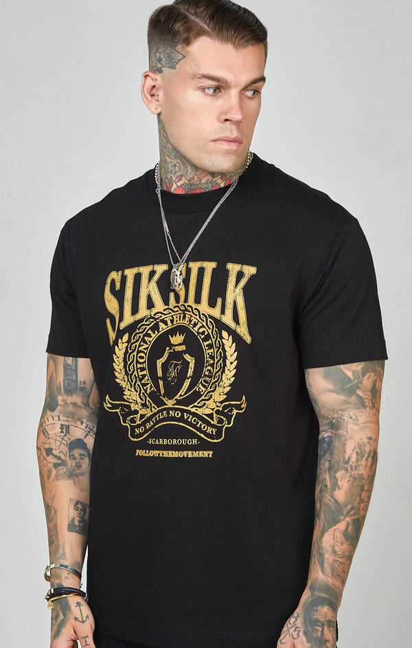 Siksilk - SS-24776 - oversized crest logo t-shirt - black