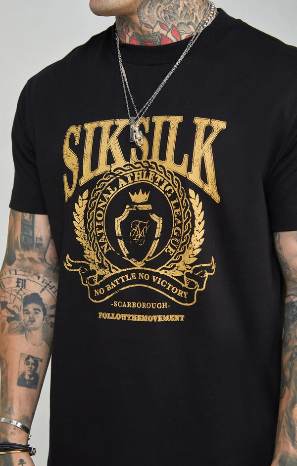 Siksilk - SS-24776 - oversized crest logo t-shirt - black