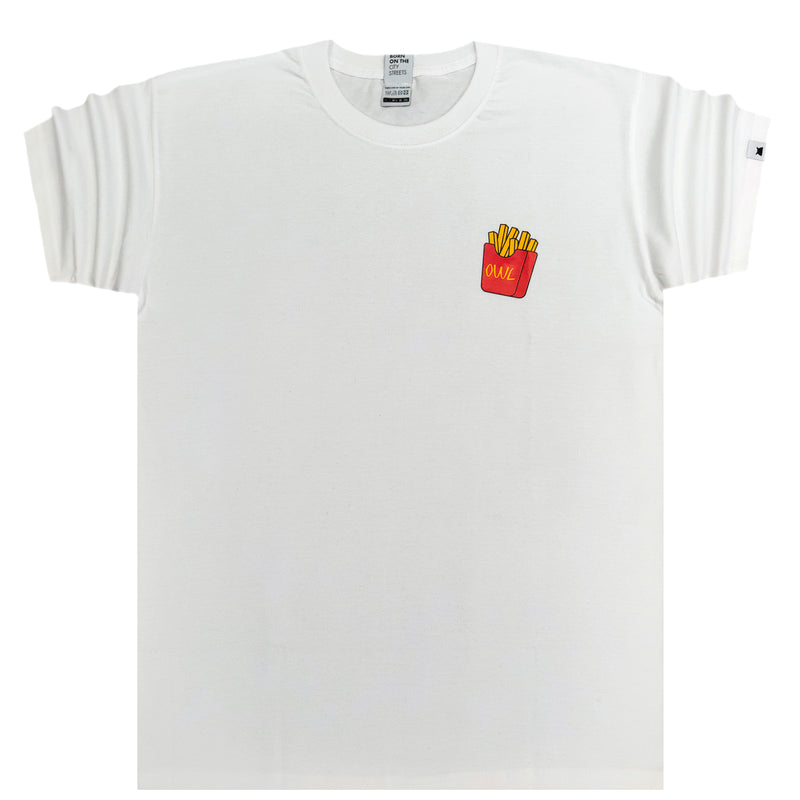Owl clothes - ST-0904 - owl fries t-shirt - white
