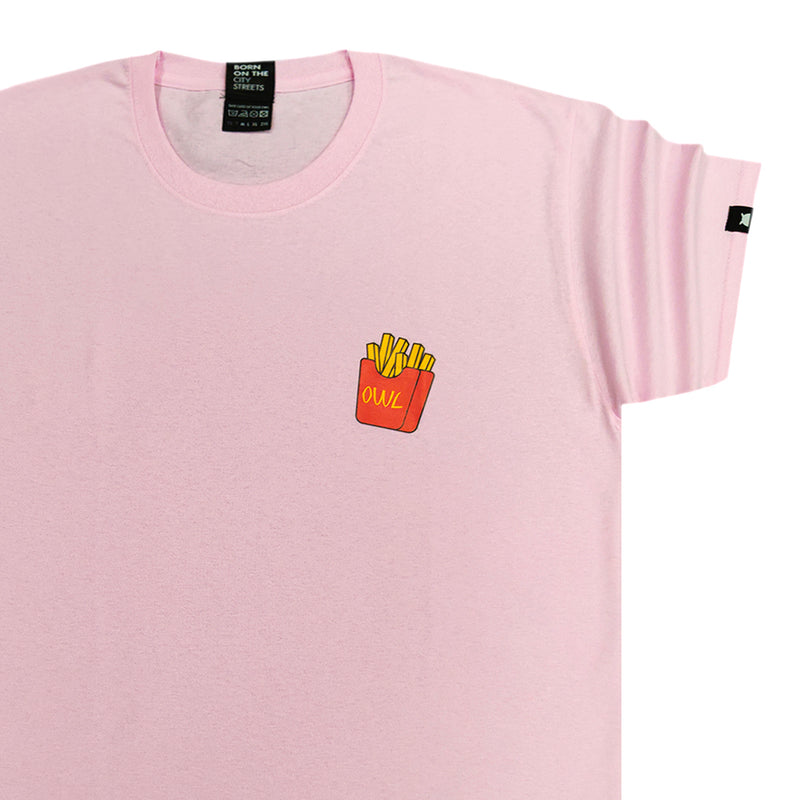 Owl clothes - ST-0905 - owl fries t-shirt - pink