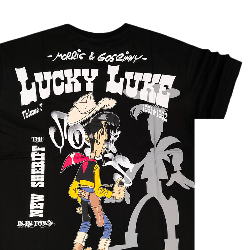Ανδρική κοντομάνικη μπλούζα Jcyj - TRM106 - lucky luke logo oversize fit tee μαύρο