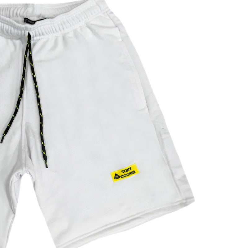 Tony Couper - V22/37 - lime patch shorts - white