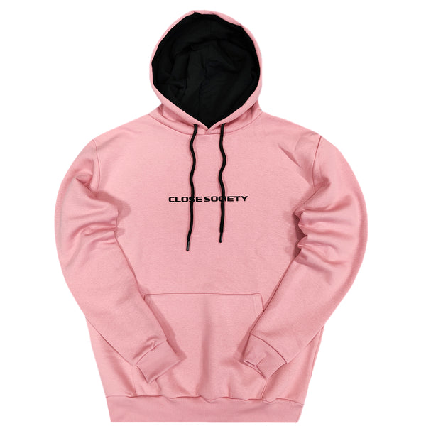 Close society - W22-501 - simple logo hoodie - pink