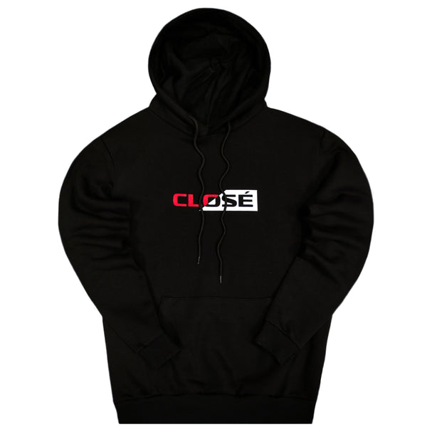 Close society - W22-577 - half red logo hoodie - black