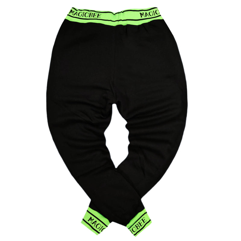 Magicbee - MB22403 - neon green rib pants - black
