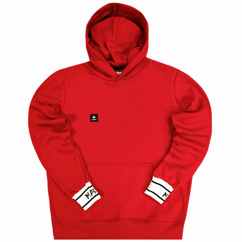 Magicbee - MB22503 - white rib hoodie - red