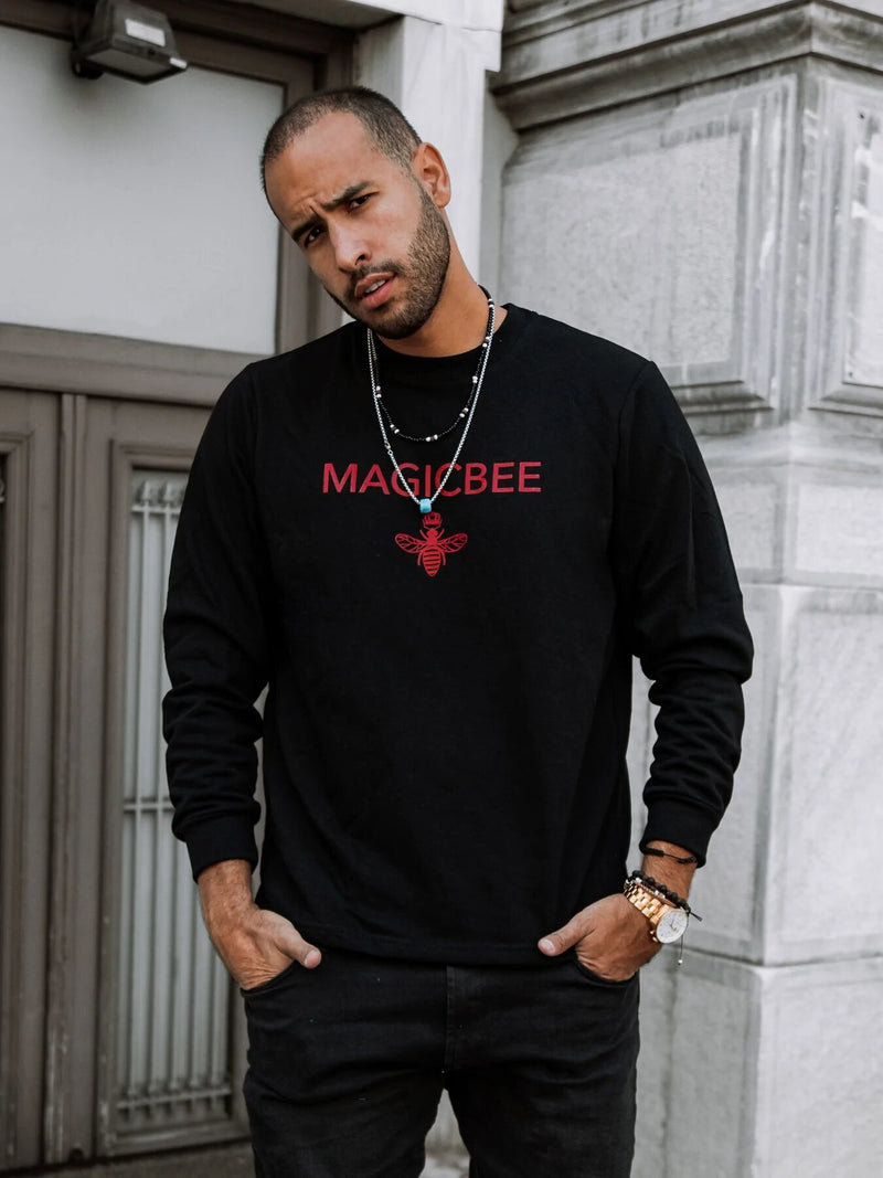 Magicbee - MB22508 - center logo long sleeve tee - black