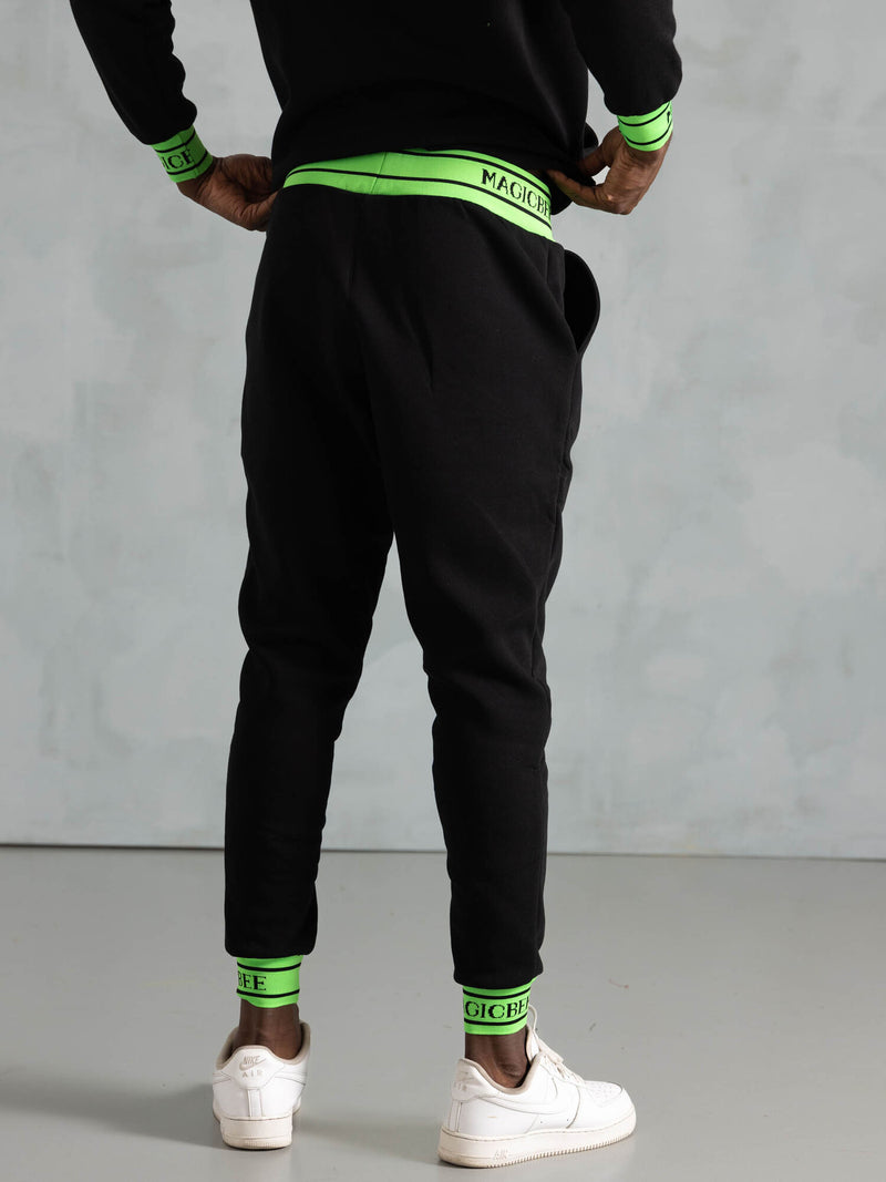 Magicbee - MB22403 - neon green rib pants - black