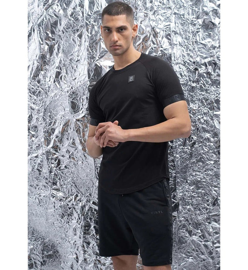 Vinyl art clothing tape cuff sleeve t-shirt - black