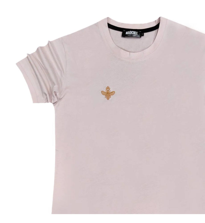 Magic bee small gold logo tee - pink