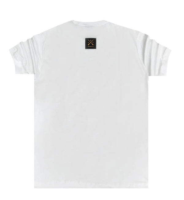 Vinyl art clothing gold box t-shirt - white