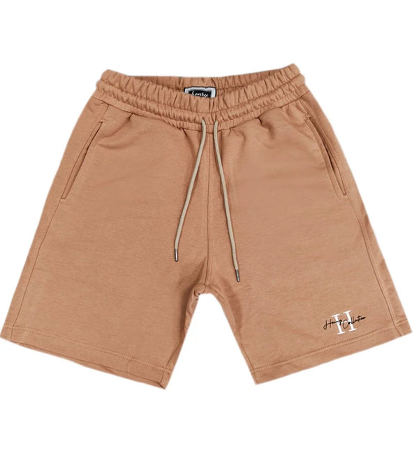 Henry clothing h logo shorts - brown