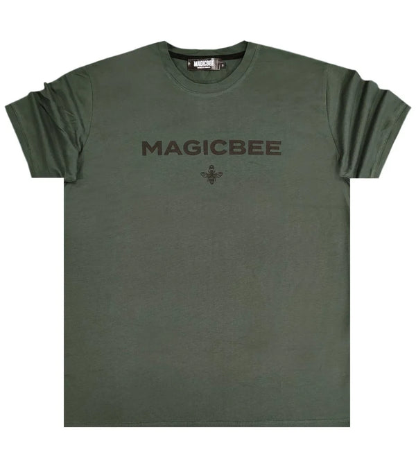 Magic bee - MB2307 - black letters logo tee - khaki