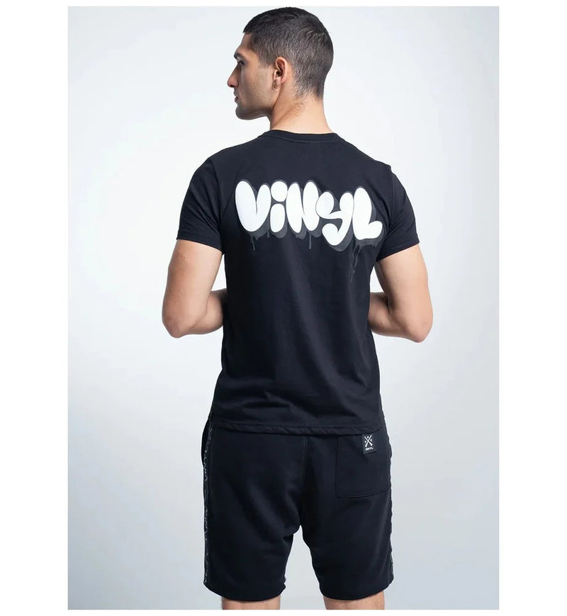 Vinyl art clothing graffiti logo t-shirt - black