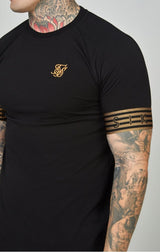 Sik silk - SS-23772 - gold knitted elastic cuffed t-shirt - black